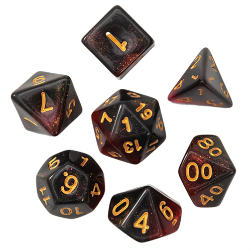 Black+Red Set of 7 Two-Color Multi-Faceted Digital 1