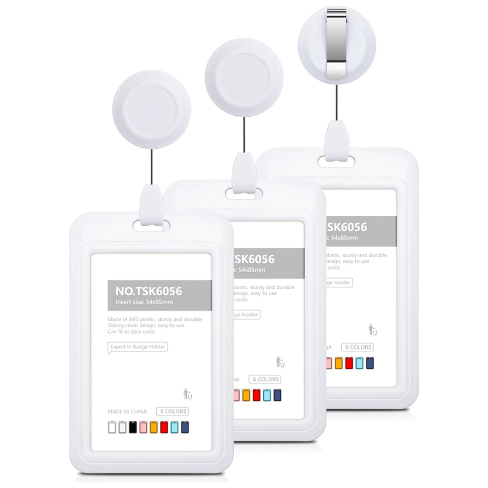 Retractable Badge Holders, Hard Plastic Sliding ID-image-OPC-PJFHXNR-NEW