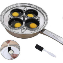 4 Cups Egg Poacher Pan - Stainless Steel Poached Egg Cooker Induction Cooktop Egg Poachers Cookware Set with 4 Nonstick Large Silicone Egg Poacher Cu