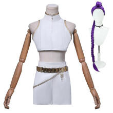 (Rumi With Wig, XL) Kpop Demon Hunters Rumi Cosplay Costume Set Halloween Party Fancy Dress For Womens White _a
