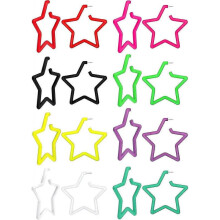 8 Pairs 80 90s Colorful Star Hoop Earrings Neon Hoops Colorful Hoop Earrings Retro Neon Earrings Dangle Earrings Star Shaped Hoop Earrings Star Dangle