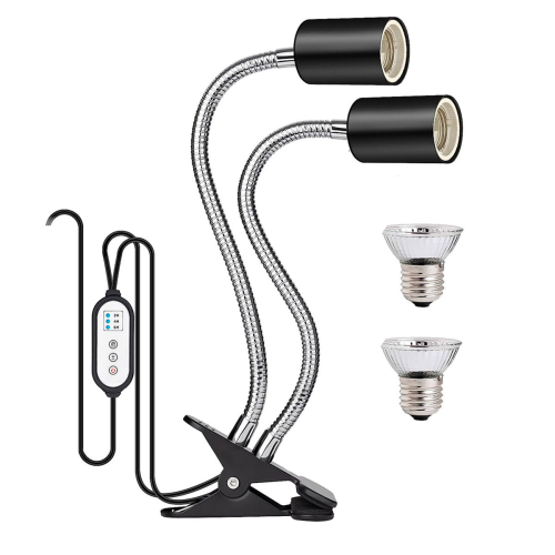 Reptile Heat Lamp, Double-Head Lamp with Clamp,Rep 2