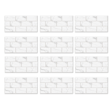 12-Sheet Peel and Stick Backsplash Tile, Faux Whit