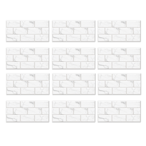 12-Sheet Peel and Stick Backsplash Tile, Faux Whit 1