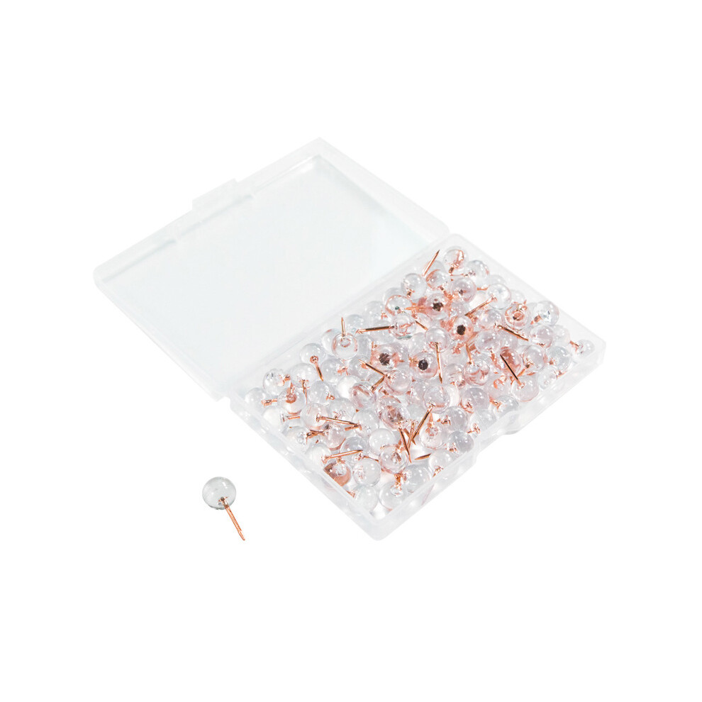 100Pcs Rose Gold Push Pins Thumbtacks Transparent 4852824459504