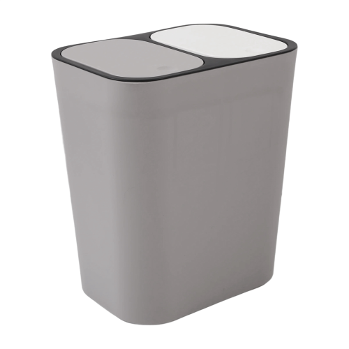 Trash Can Rectangle Plastic Push-Button Dual Compa 2