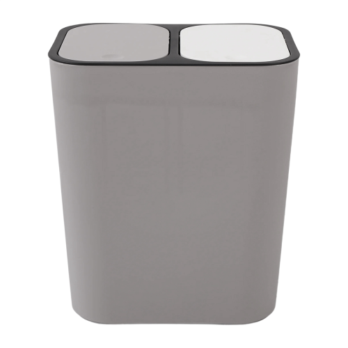 Trash Can Rectangle Plastic Push-Button Dual Compa 1