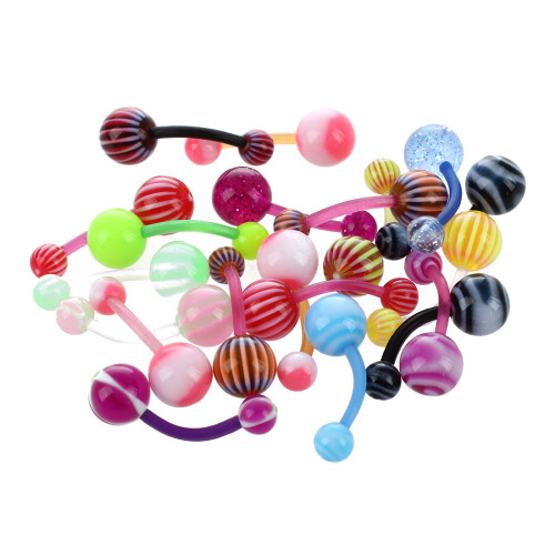 20 Round Plastic Ball Belly Navel Body Bar Ring 0. 2