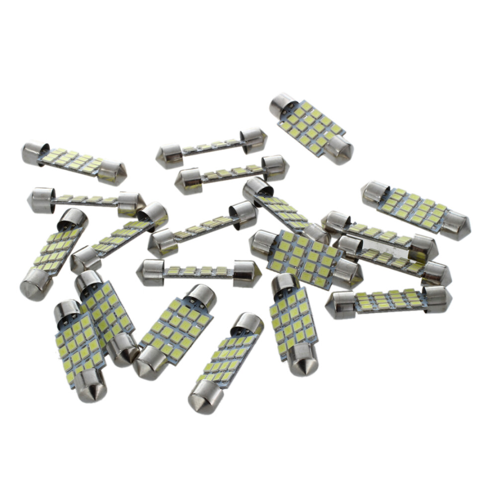 20X Dome 3528 Smd 16 Led Car Festoon Interio White 4852824466267