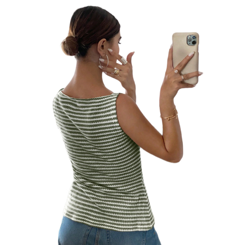 Womens Button Down Tank Top Summer Sleeveless Squa 2