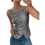 Womens Button Down Tank Top Summer Sleeveless Squa 3