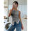 Womens Button Down Tank Top Summer Sleeveless Squa 5