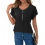 Plus Size Womens Tops 1/4 Zip Up Short Sleeve Tuni 3