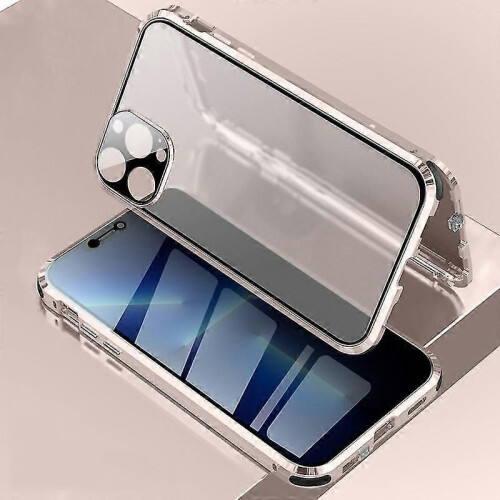 (Pink) Magnetic Tempered Glass Case For Iphone 13 Pro For Iphone 13 Pro