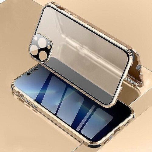 (Gold) Magnetic Tempered Glass Case For Iphone 13 Pro For Iphone 13 Pro
