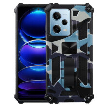 (Light Blue) For Xiaomi Redmi Note 12 Pro 5g Camouflage Armor Kickstand Tpu + Pc Magnetic Phone Case