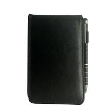 (Black and metal pen) Pocket Memos Notepads A7 Pu Leather Cover Stylus Pen Notebook For Work Travel