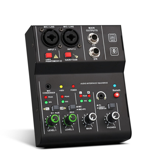 2 Channels Mini USB Mixer Professional Portable Au