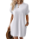 Solid Color Round Neck Loose Short Sleeve Pocket D 1