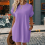 Solid Color Round Neck Loose Short Sleeve Pocket D 3