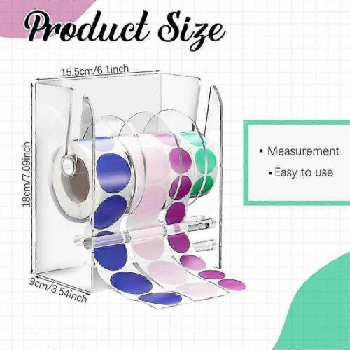 Adjustable Acrylic Label Dispenser Sticker Roll Holder for Clear Labels with 4 Disks 1