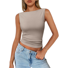 Sexy Sleeveless Vest Gray XL