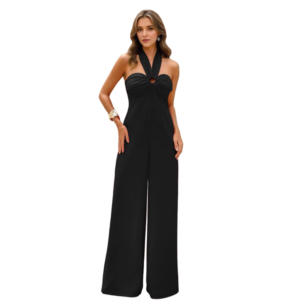 Maxi Jumpsuit for Women Crossover Halter Neck Stra-image-OPC-PJFJMJ6-NEW