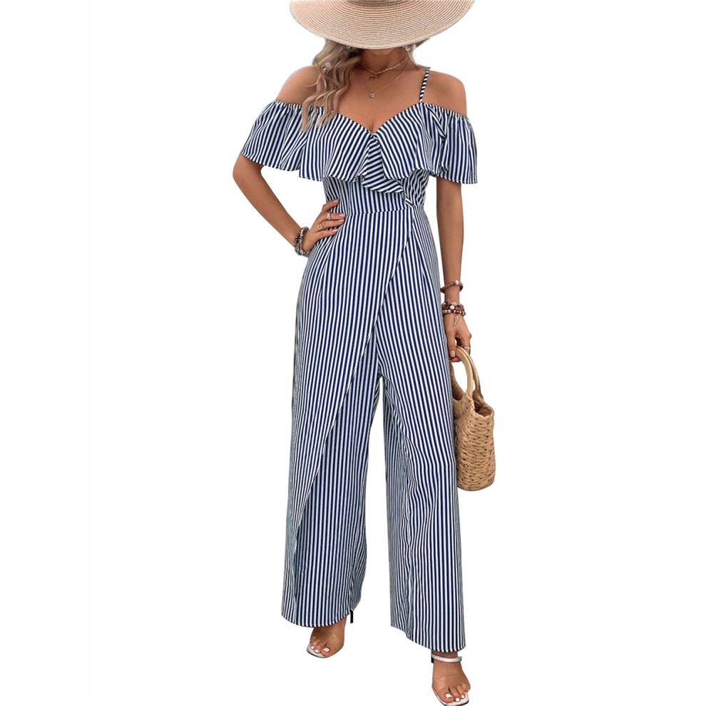 Women Striped Pleated Jumpsuits Dressy Summer Susp-image-OPC-PJFJNNN-NEW