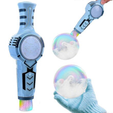(Blue)Kids Electric Bubble Maker With Smoke, Magic Fog Bubble Blower Wand, Outdoor Party Toy For Boys Girls