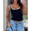 Womens Summer Square Neck Ribbed Slim Fitted Spagh 7