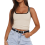 Womens Summer Square Neck Ribbed Slim Fitted Spagh 3
