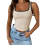Womens Summer Square Neck Ribbed Slim Fitted Spagh 1