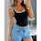 Womens Summer Square Neck Ribbed Slim Fitted Spagh 5