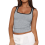 Womens Summer Square Neck Ribbed Slim Fitted Spagh 3
