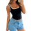 Womens Summer Square Neck Ribbed Slim Fitted Spagh 3