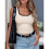 Womens Summer Square Neck Ribbed Slim Fitted Spagh 5