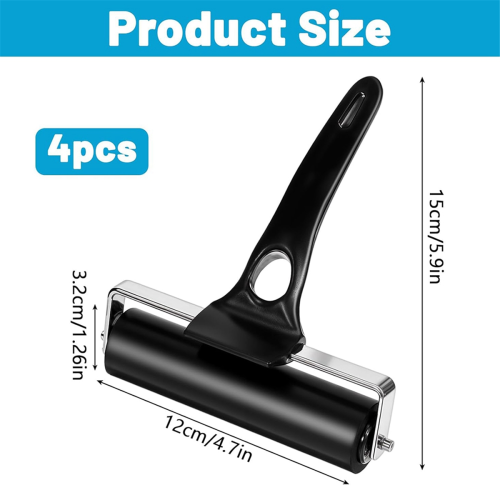 4 Pcs Rubber Roller Black Brayer Rollers Ink for G 2