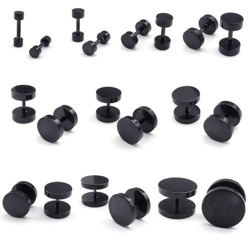 Jewelry Men Earrings, Circle Ear Studs, 6mm 2 Pair 2