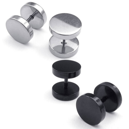 Jewelry Men Earrings, Circle Ear Studs, 6mm 2 Pair 1