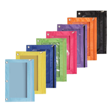 8 Pcs 3 Ring Zipper Pencil Pouch Colorful Fabric C