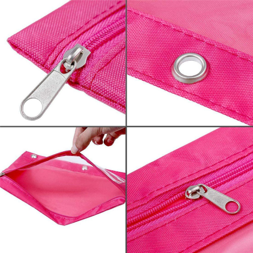 8 Pcs 3 Ring Zipper Pencil Pouch Colorful Fabric C 2