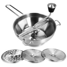 Stainless Steel Strainer with 3x Sieve Inserts - Strainer Mill for Soup, Jam, Baby Porridge, Sauces - 3 Sieve Inserts - Mill Press