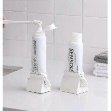 Toothpaste Squeezer Set Of 2 Rolling Tube Toothpaste Holder Stand Bathroom Organizer (white)