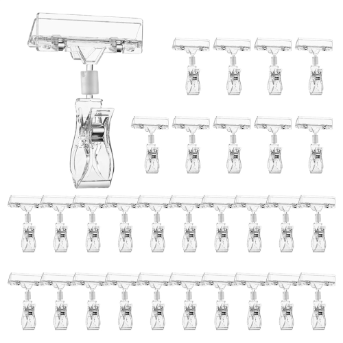 30PCS Clear Sign Clips for Display, Holder Retail, 1