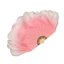 Pink Half Circle Double Fan Veils Silk Women Folk