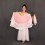 Pink Half Circle Double Fan Veils Silk Women Folk 3
