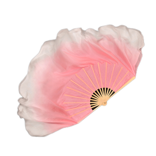 Pink Half Circle Double Fan Veils Silk Women Folk 1