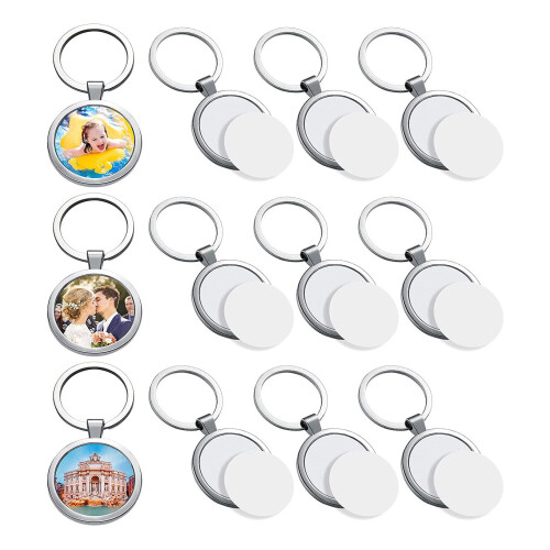 9 Pcs Sublimation Blank Keychain Round Heat Transf 2