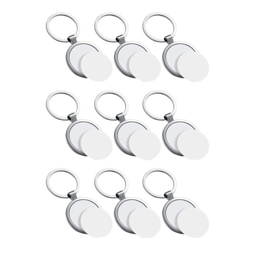 9 Pcs Sublimation Blank Keychain Round Heat Transf 1