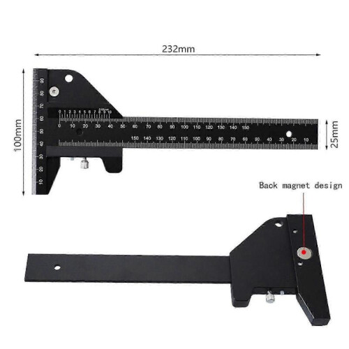 Woodworking Multifunctional Ruler Aluminum Alloy T-shaped Woodworking Scriber 2